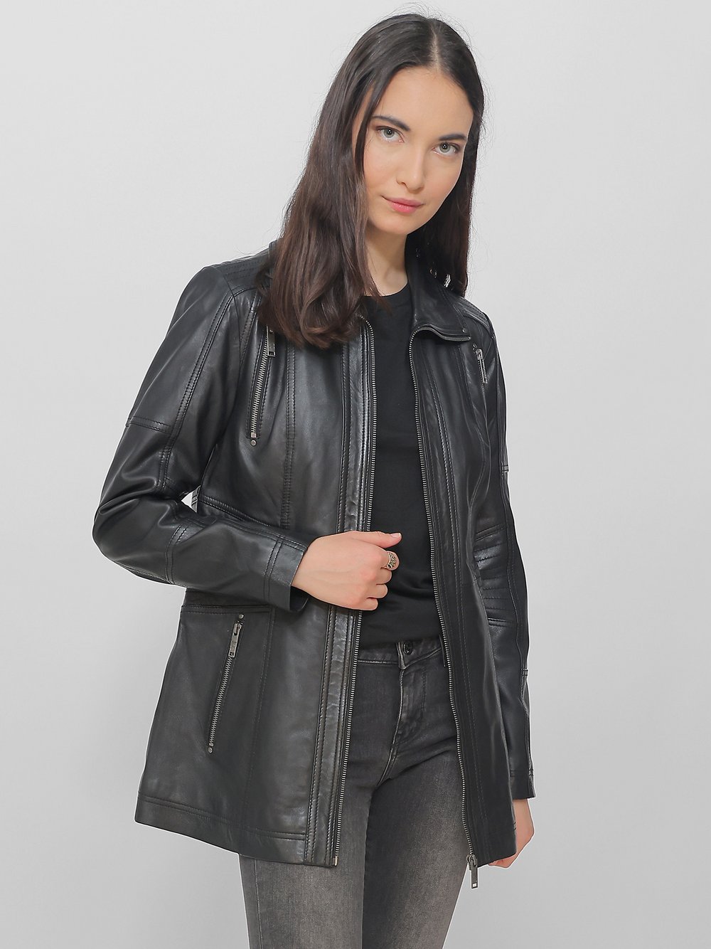 Thumbnail - JCC Lederjacke Damen schwarz, 38
