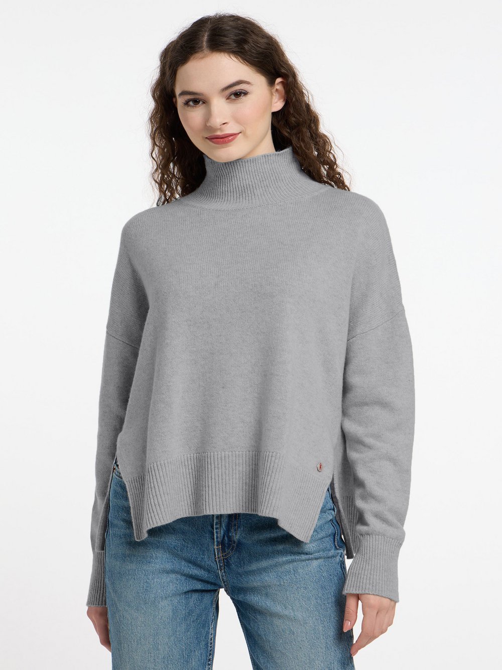 Frieda & Freddies Strickpullover Damen Wolle grau gemustert, 38