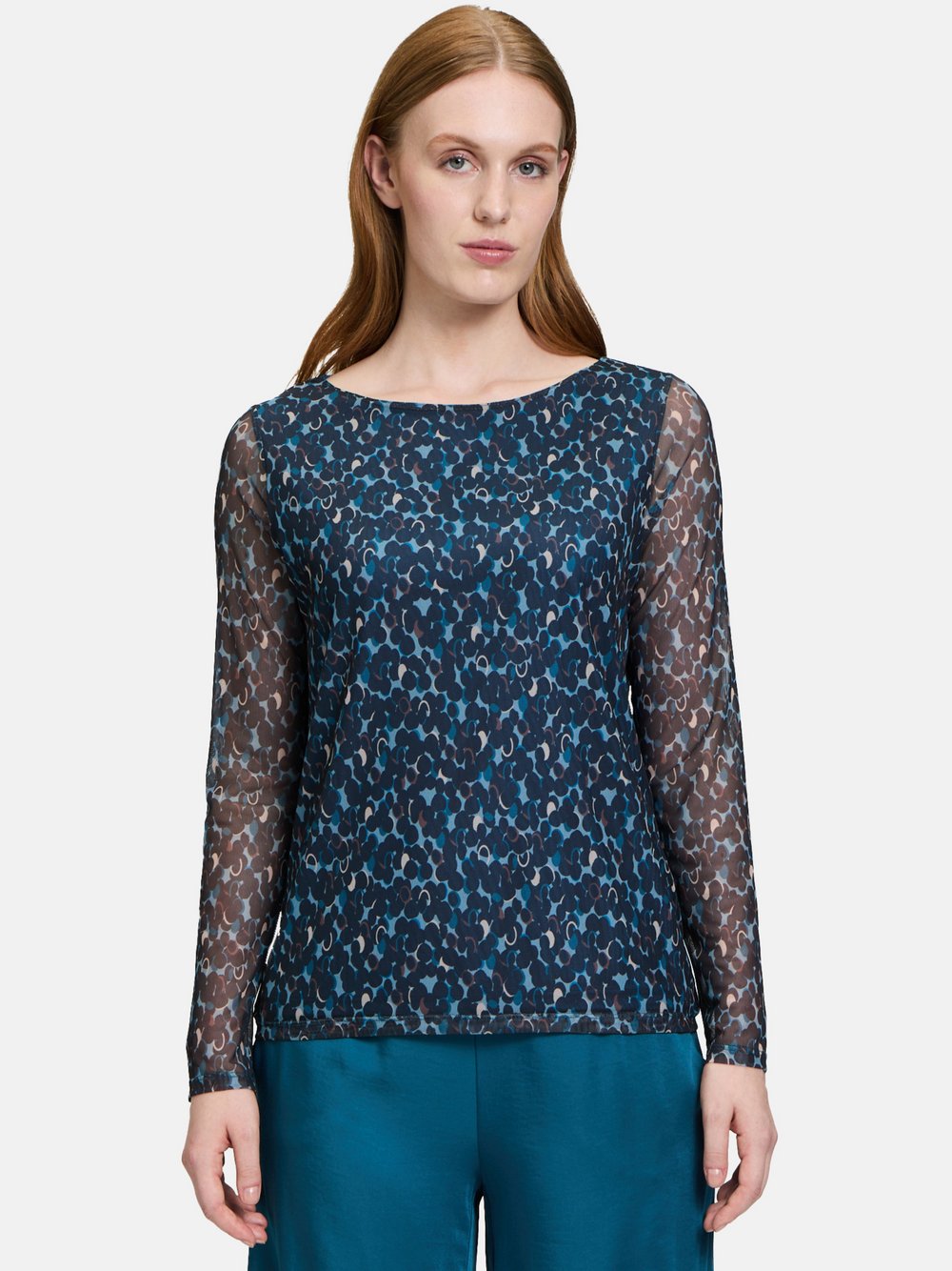 Betty Barclay Langarm-Shirt Damen blau gepunktet, 36