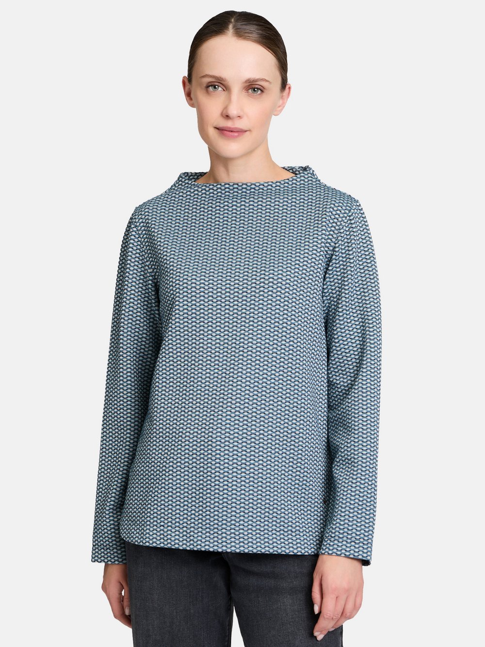 Betty & Co Strukturshirt Damen blau gemustert, S