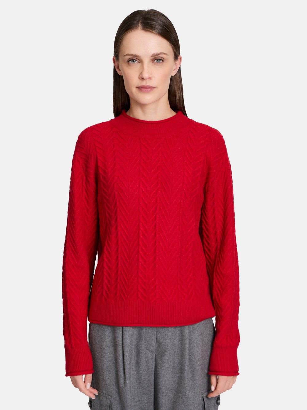 Betty Barclay Grobstrick-Pullover Damen Viskose rot gemustert, 44