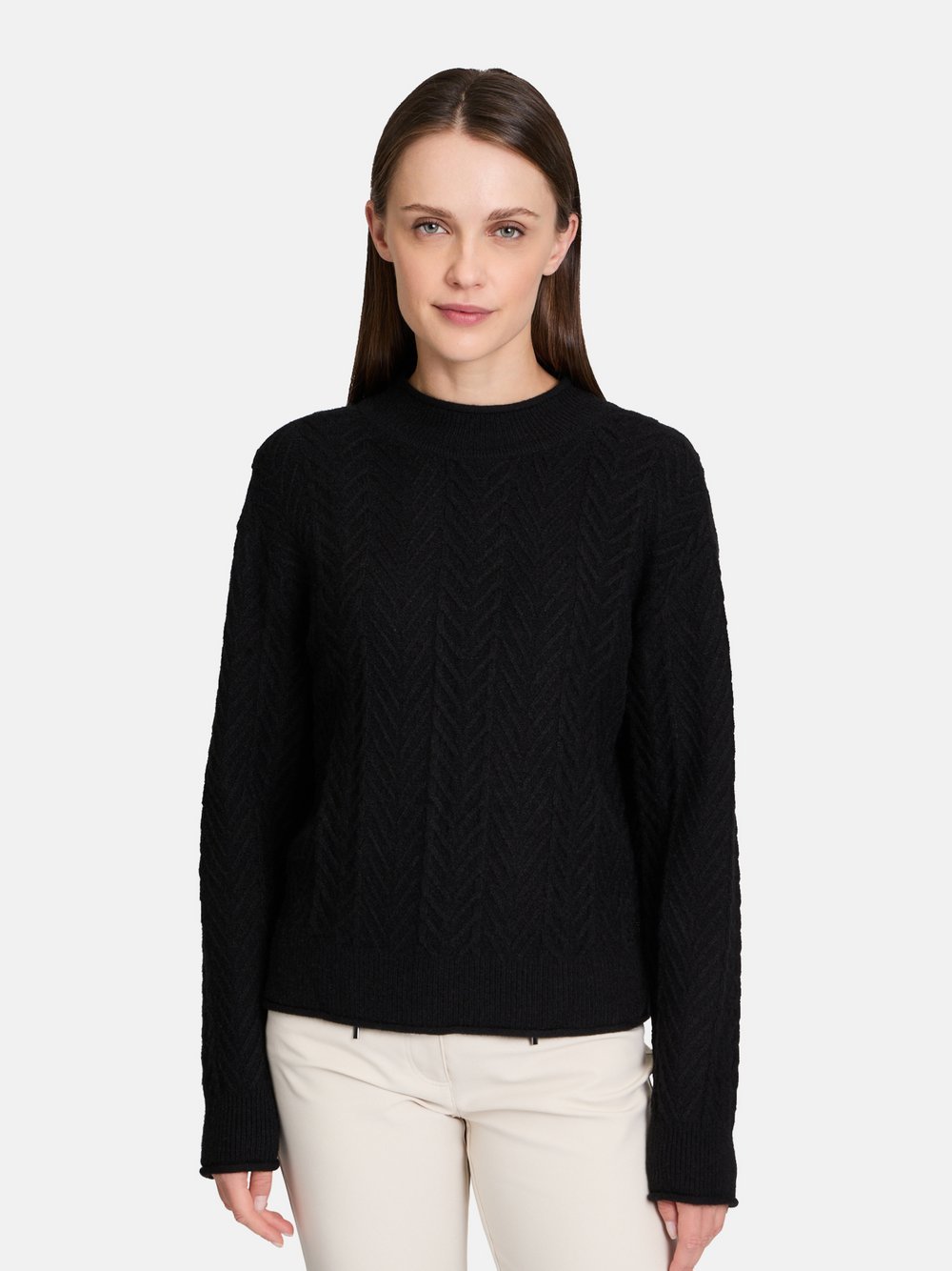 Betty Barclay Grobstrick-Pullover Damen Viskose schwarz gemustert, 36