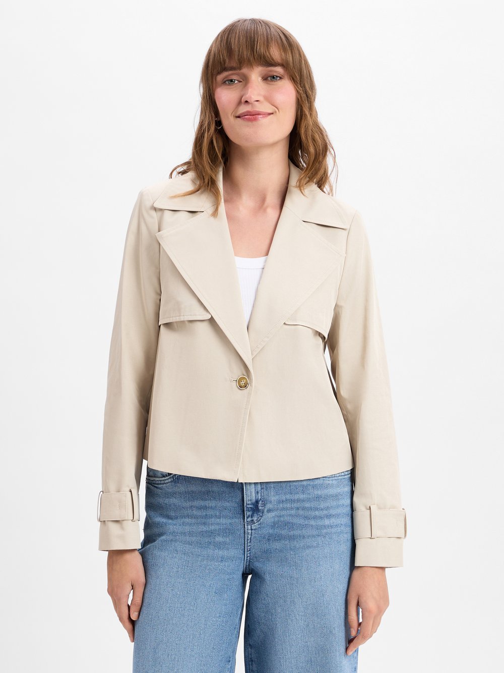 s.Oliver BLACK LABEL Übergangsjacke Damen Baumwolle beige, 42