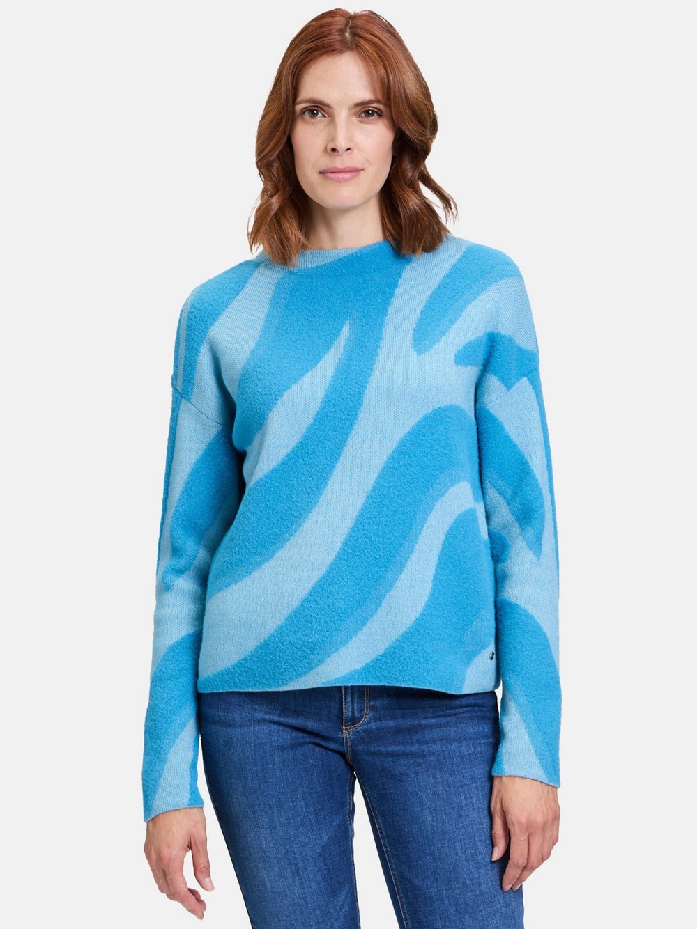 Betty & Co Strickpullover Damen Polyamid blau gemustert, 42