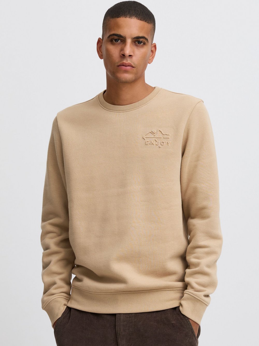 BLEND Sweatshirt Herren Baumwolle beige, XXXL