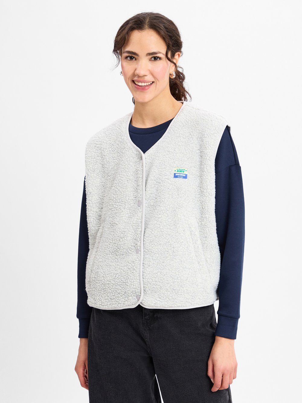 american vintage Weste Damen grau strukturiert, M/L