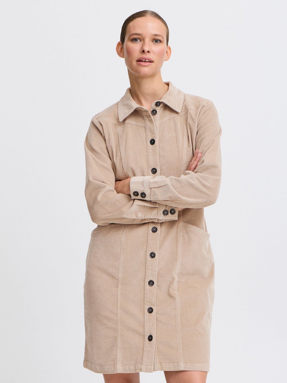 B.Young Kleid Damen Baumwolle beige gemustert, 38