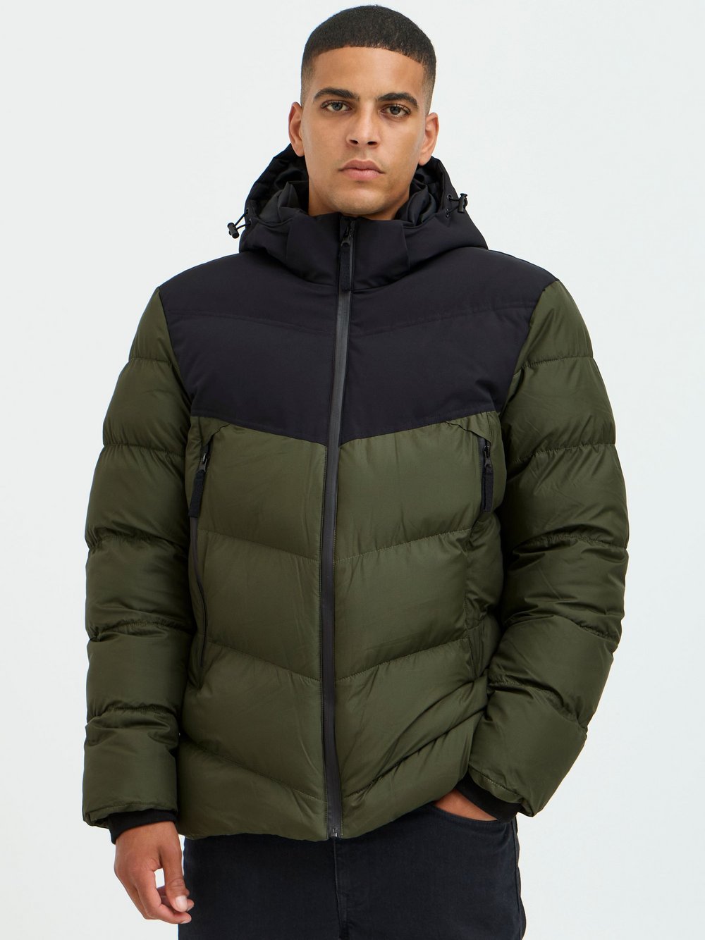 BLEND Steppjacke Herren grün gemustert, XXXL