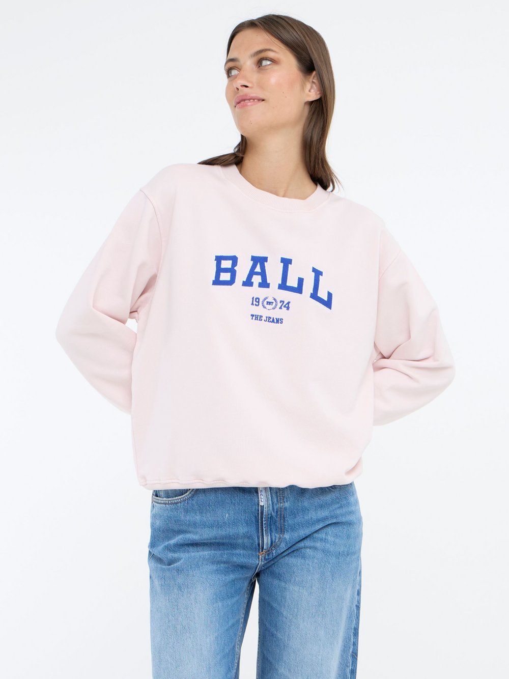 Ball Sweatshirt Damen Baumwolle rosa gemustert, L