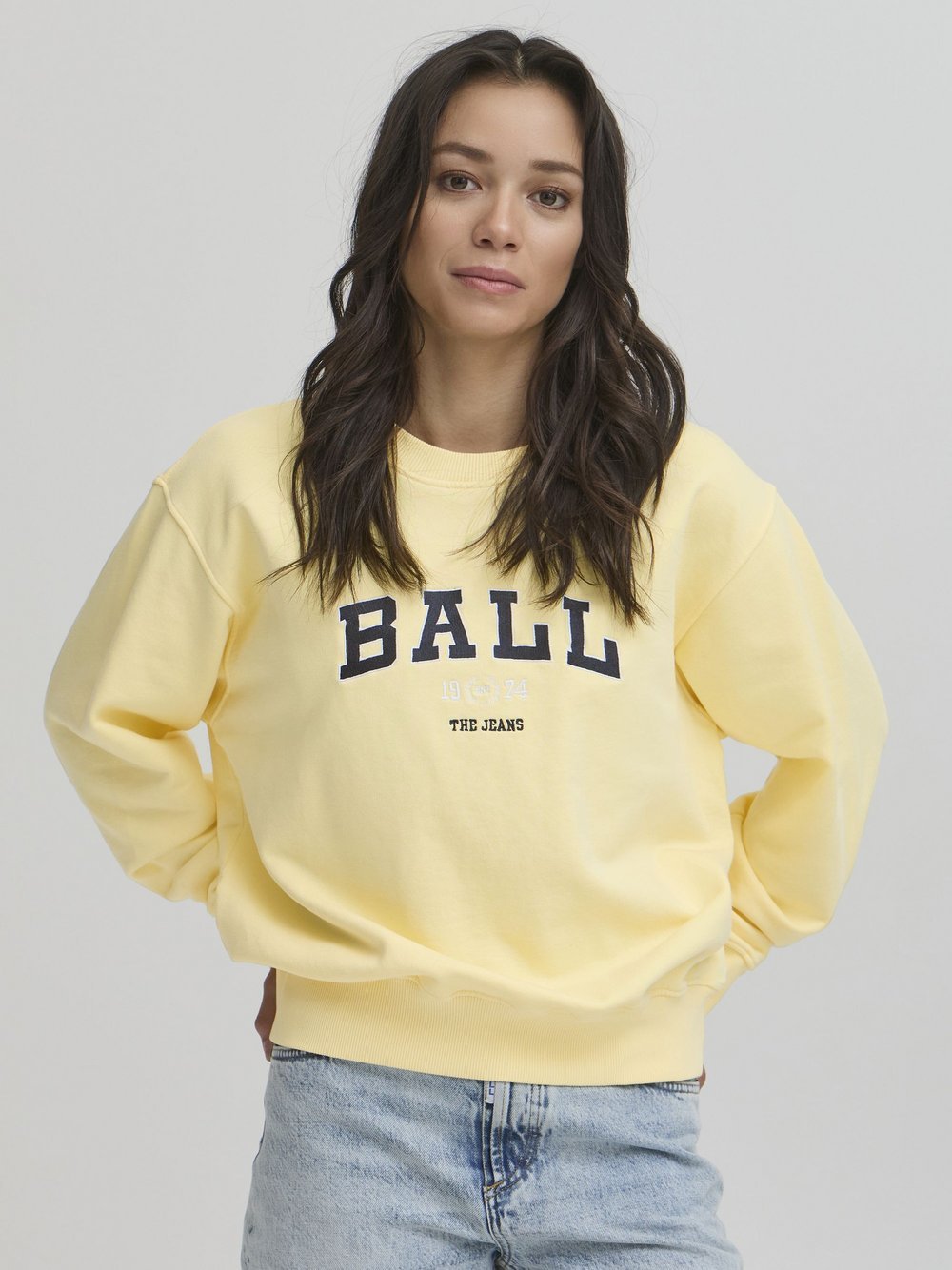 Ball Sweatshirt Damen Baumwolle gelb gemustert, XXL