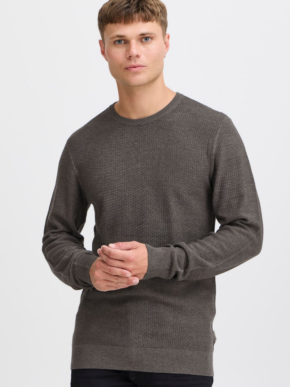 BLEND Strickpullover Herren Baumwolle grau, XL