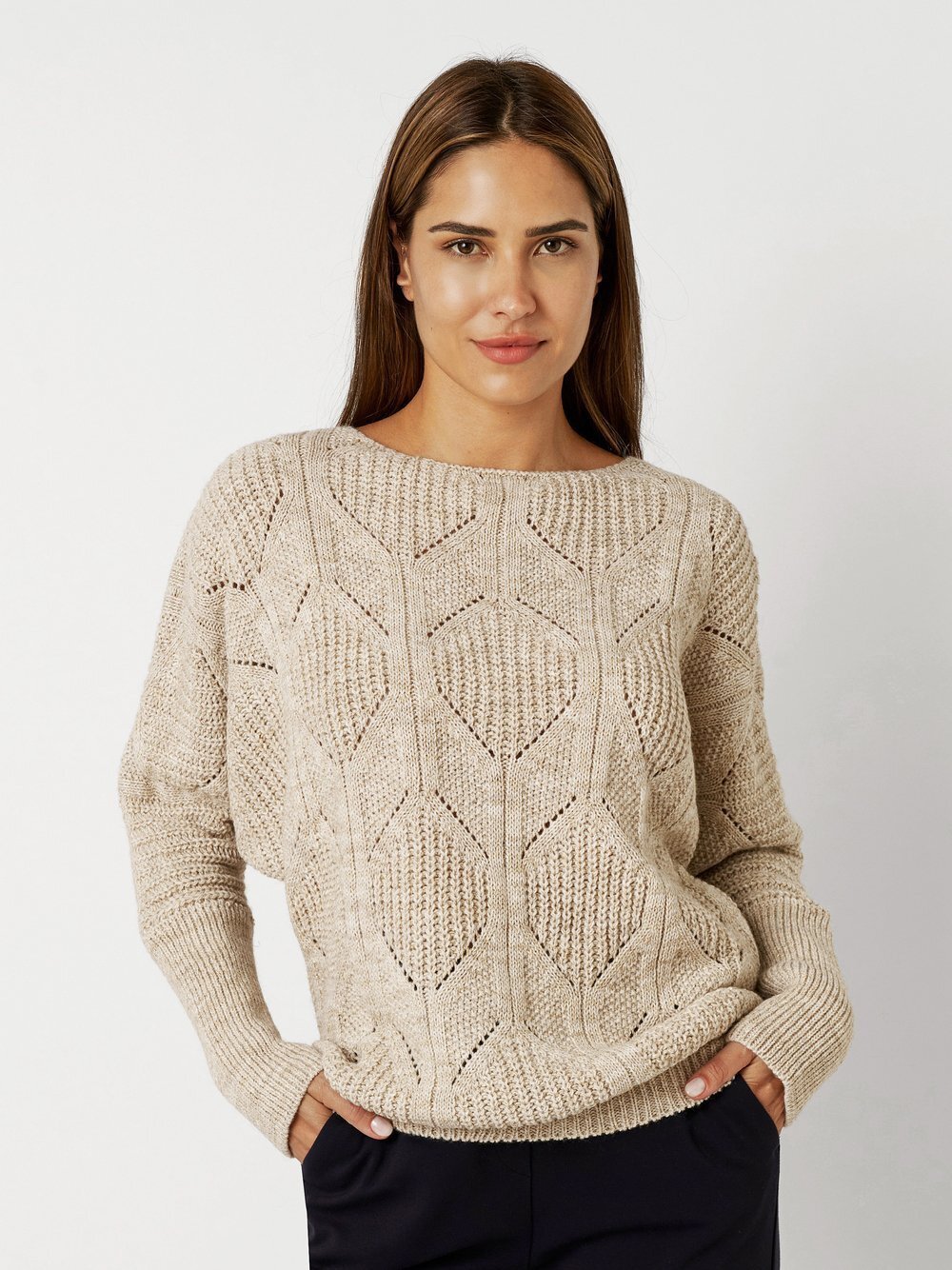 TONI Strickpullover Damen Stoff beige gemustert, 36