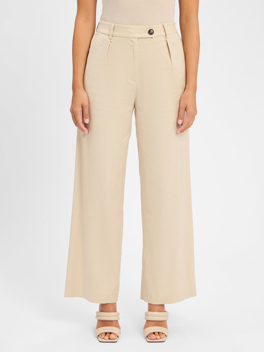 Marie Lund Stoffhose mit Leinen-Anteil Damen beige, 38