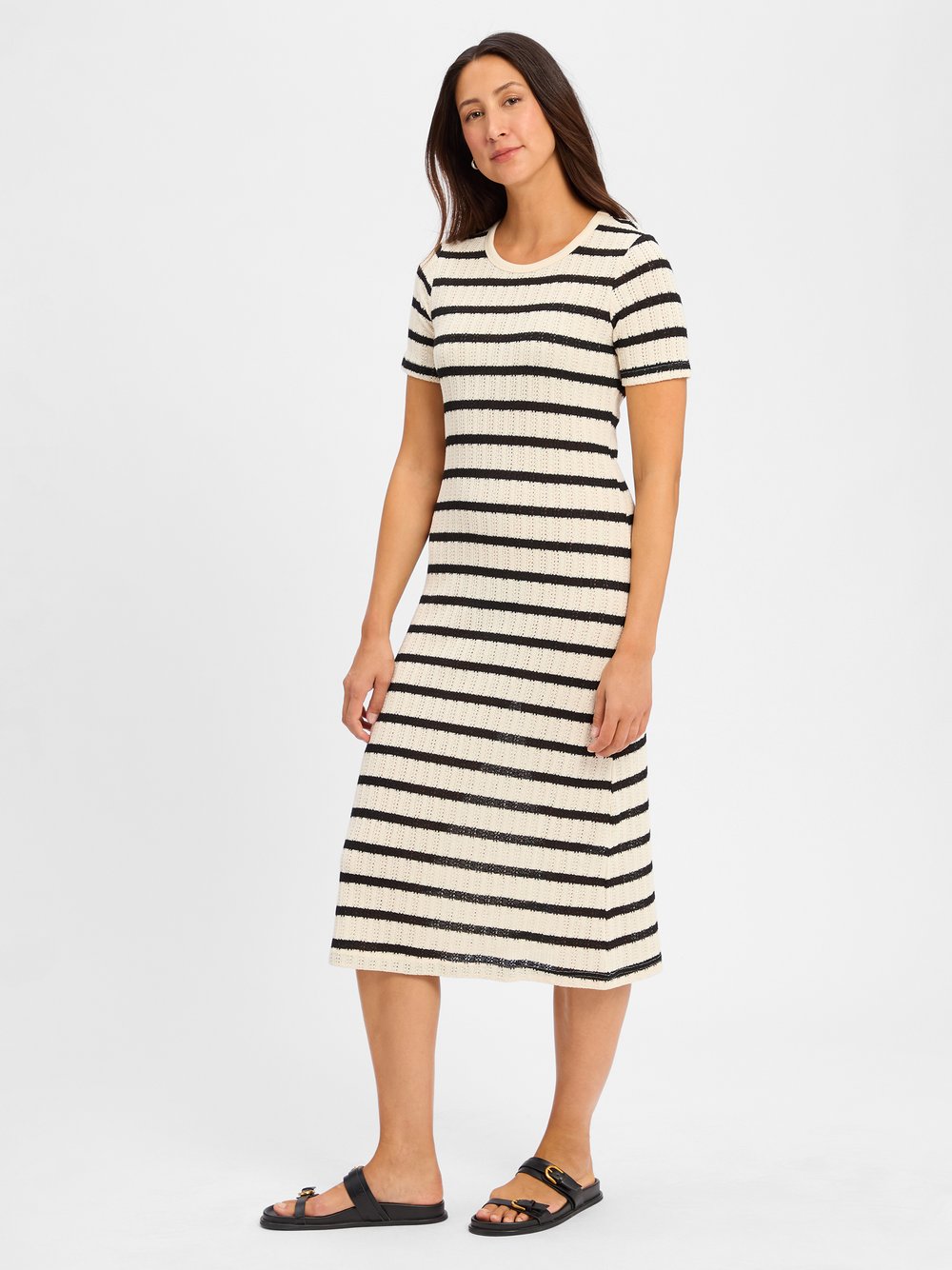 Marie Lund Strickkleid Damen Baumwolle mehrfarbig gestreift, 44