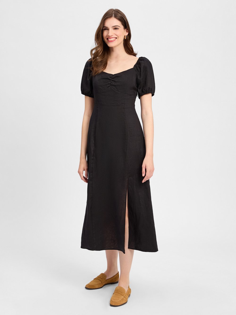 Marie Lund Freizeitkleid aus Leinen Damen schwarz, 40
