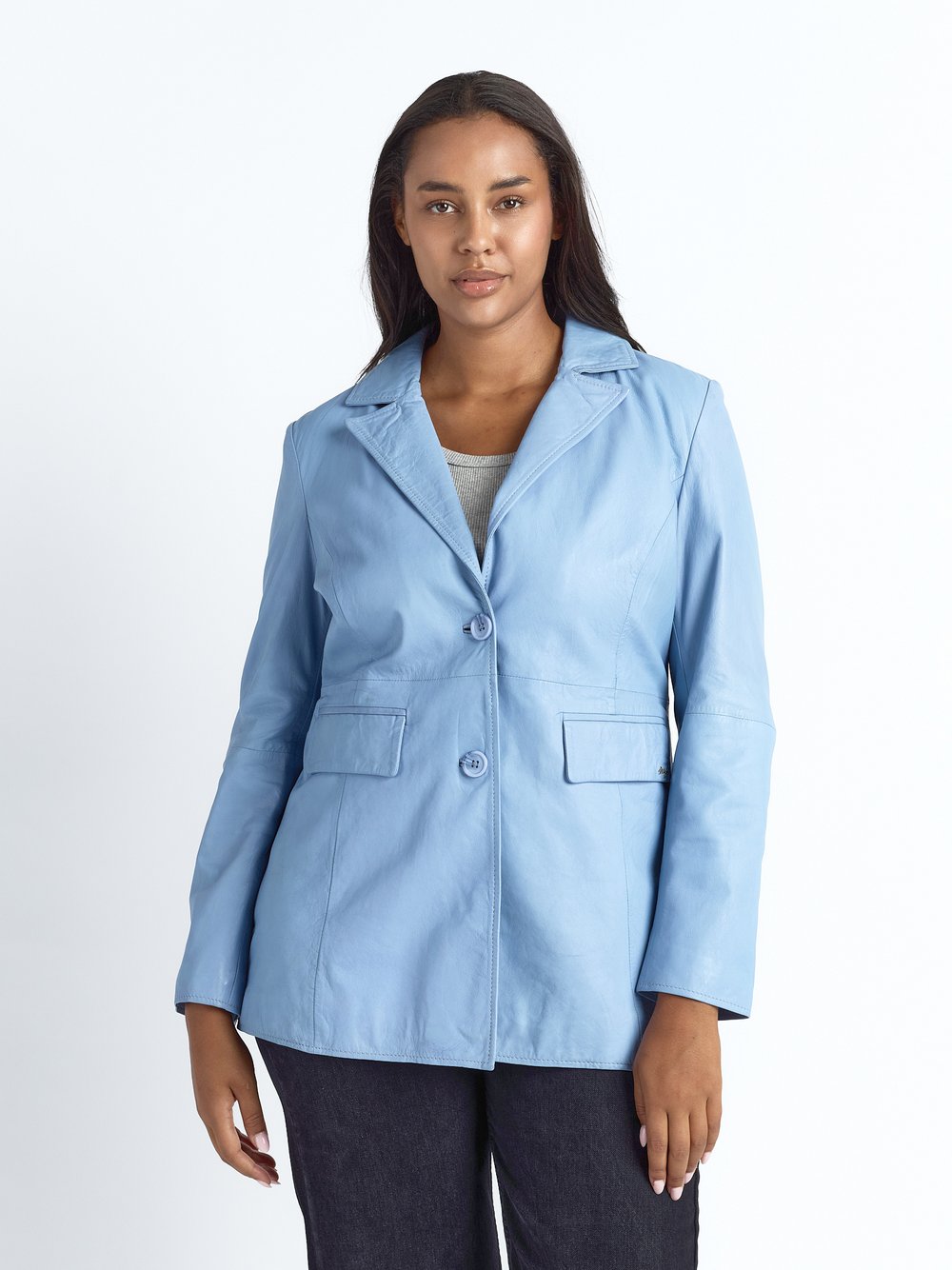 Maze Leder Blazer Damen blau, 50