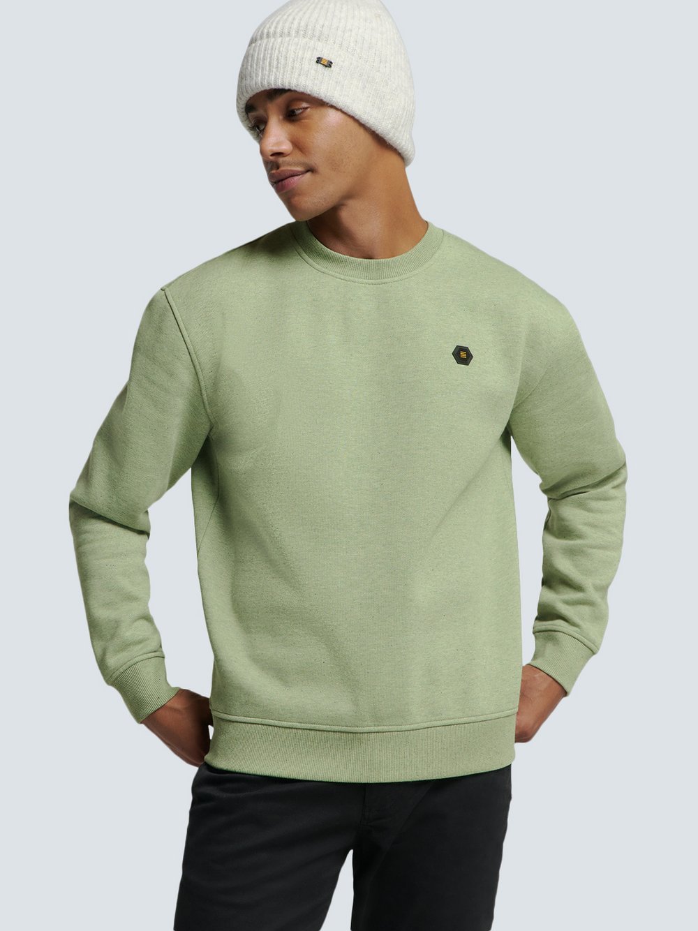 No Excess Pullover mit Rückenaufdruck Herren Baumwolle grün, XXL