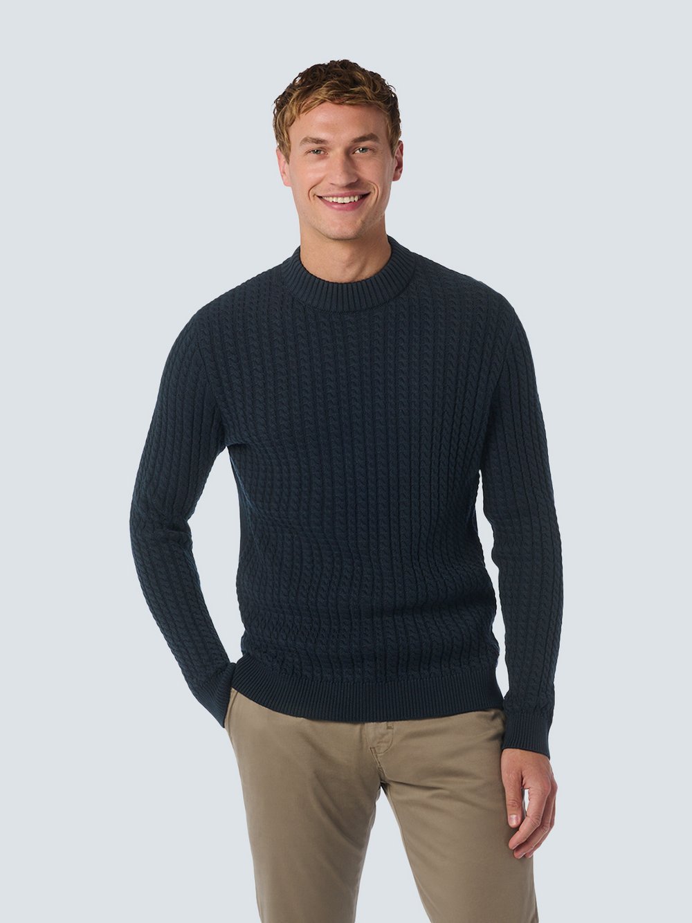 No Excess Jacquard-Pullover Herren Baumwolle blau, XXXL