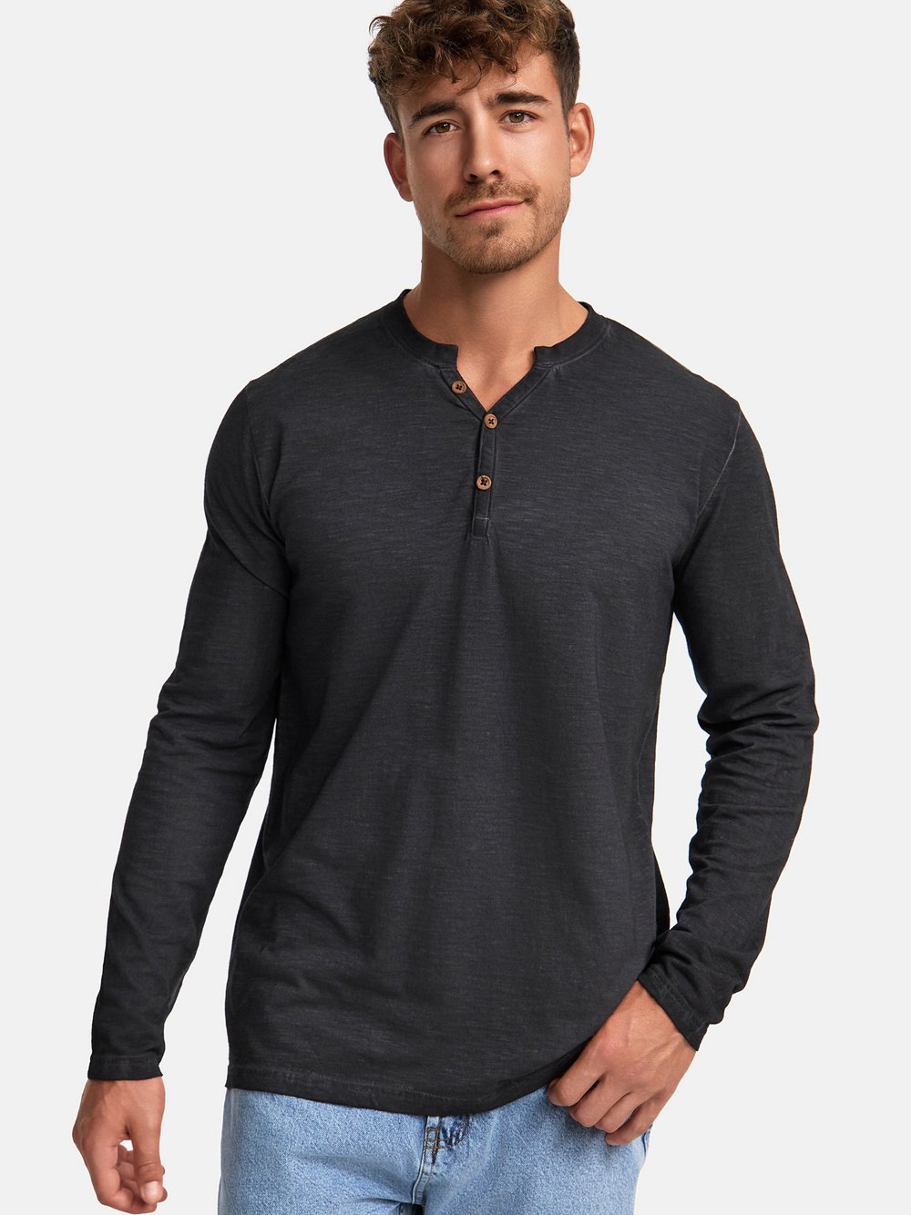 Indicode Langarmshirt Herren Baumwolle schwarz, L