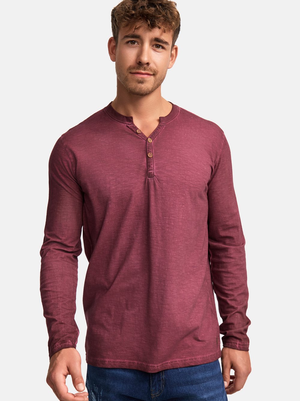 Indicode Langarmshirt Herren Baumwolle rot, XXL