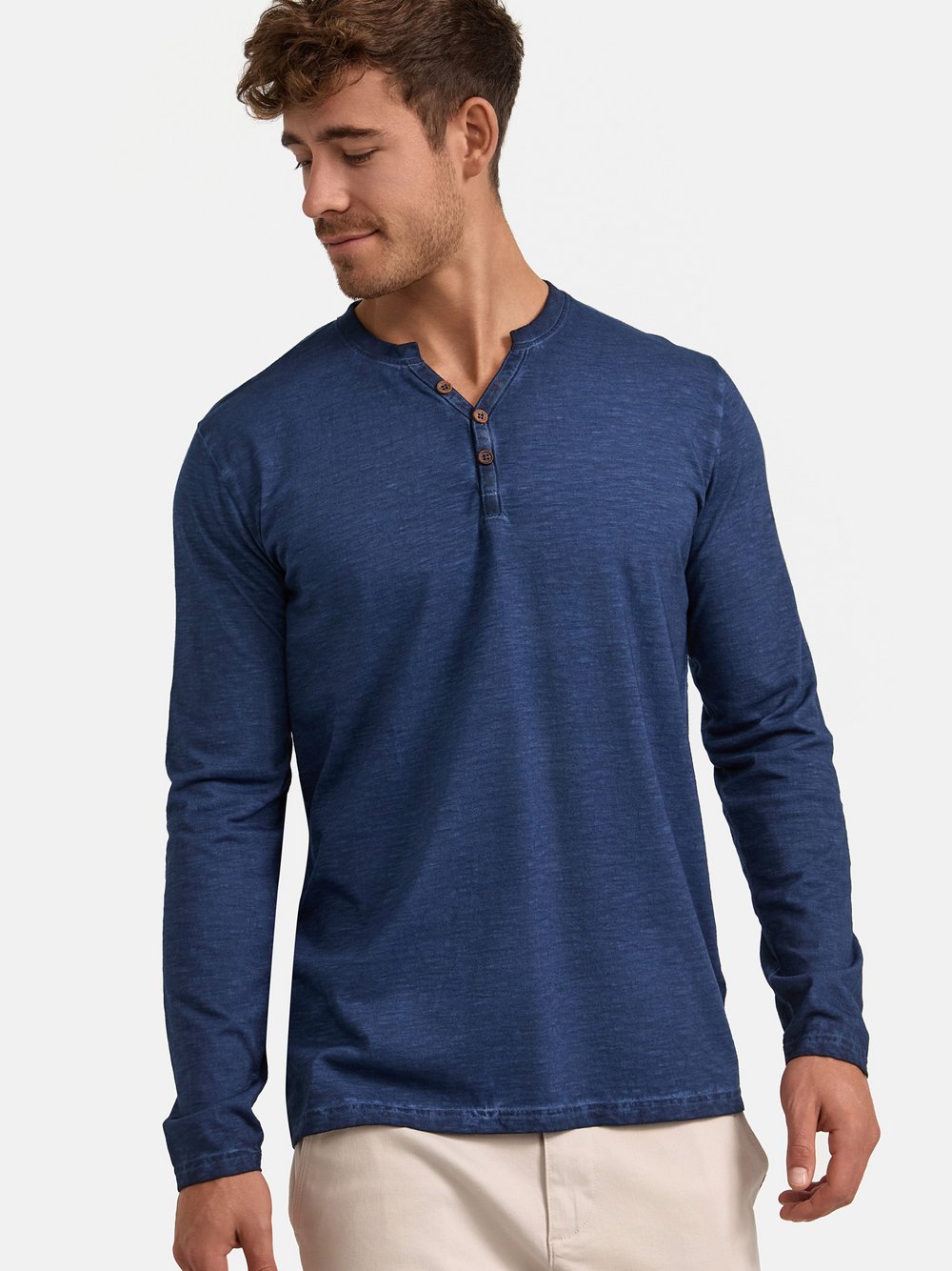 Indicode Langarmshirt Herren Baumwolle blau, XXL