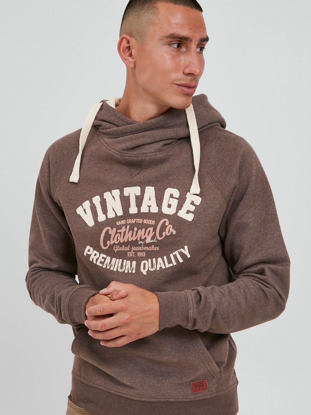 BLEND Hoodie Herren Baumwolle braun gemustert, L