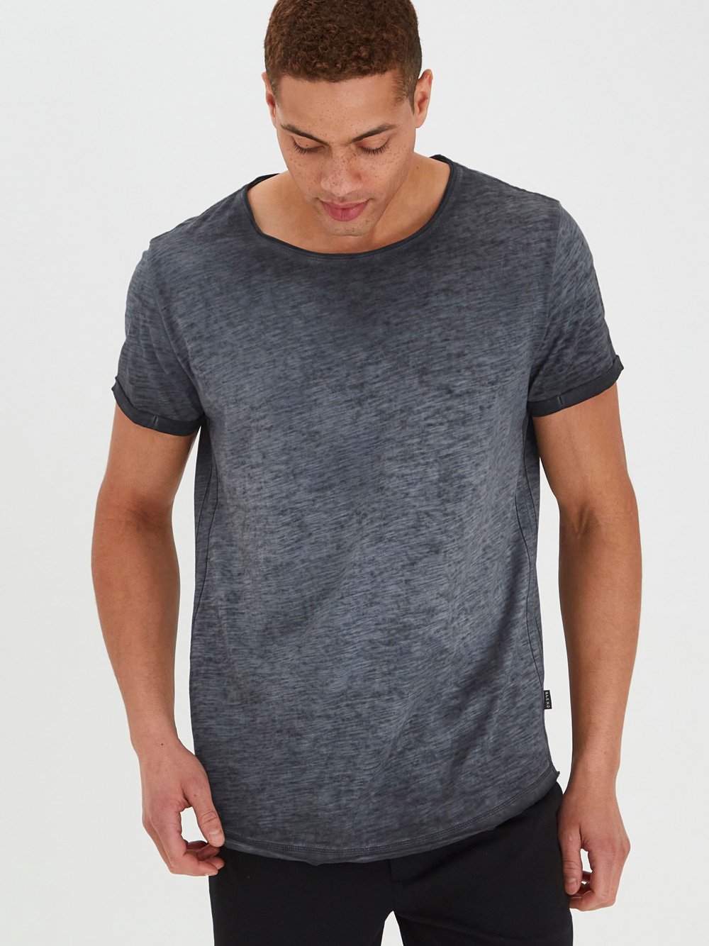 BLEND T-Shirt Herren Baumwolle schwarz meliert, M