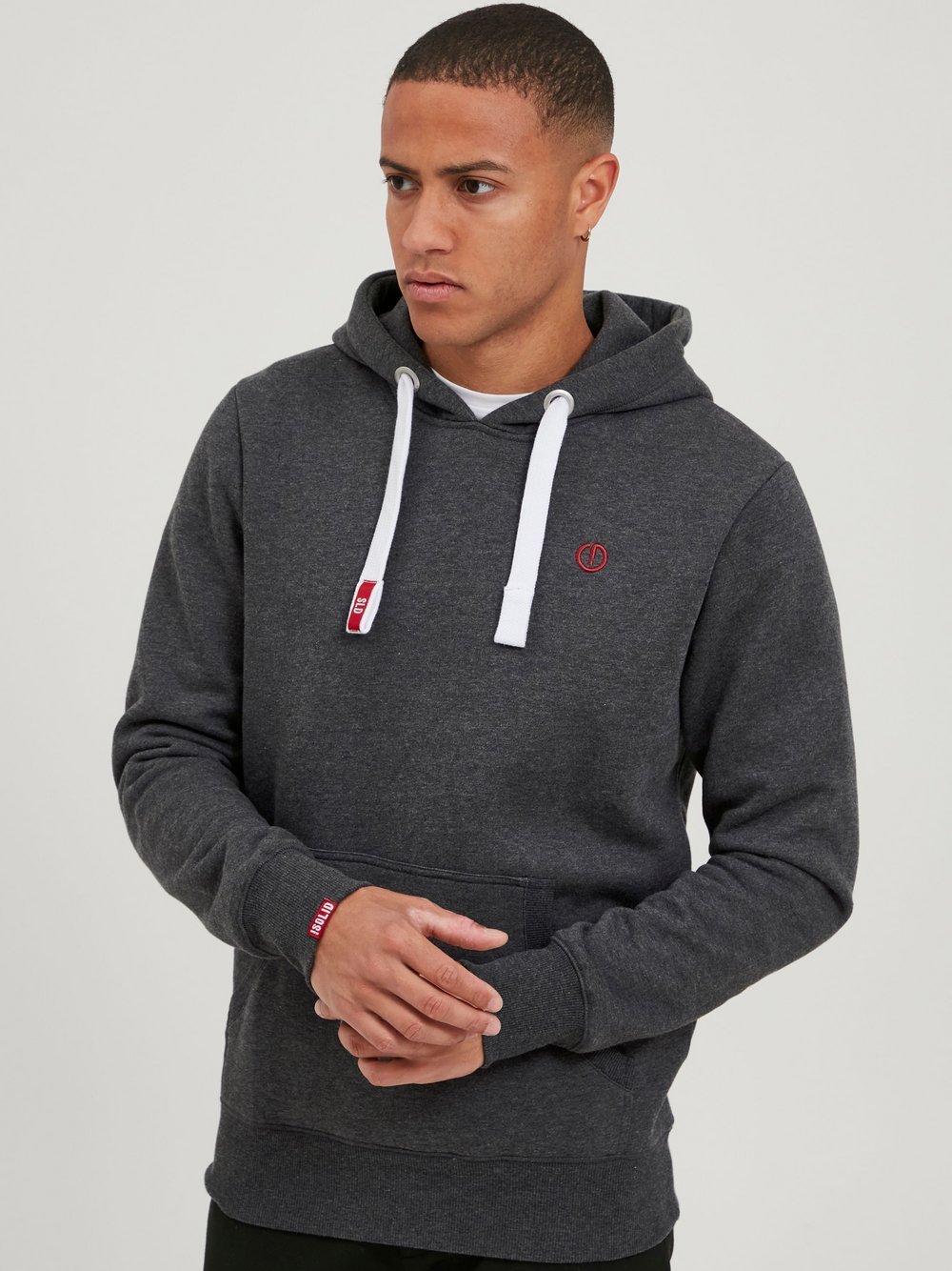 Solid Hoodie Herren Baumwolle grau, M