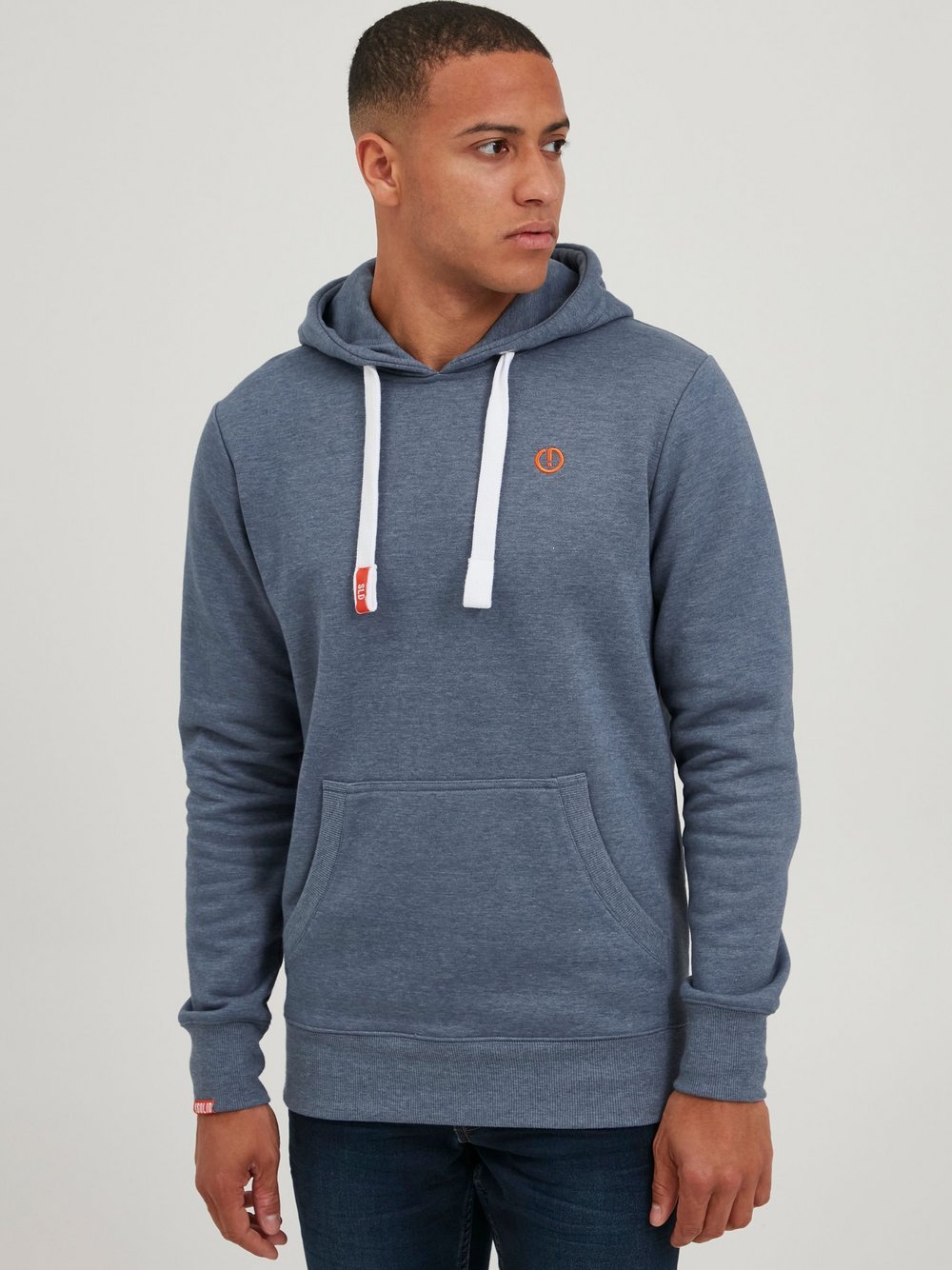 Solid Hoodie Herren Baumwolle grau, L