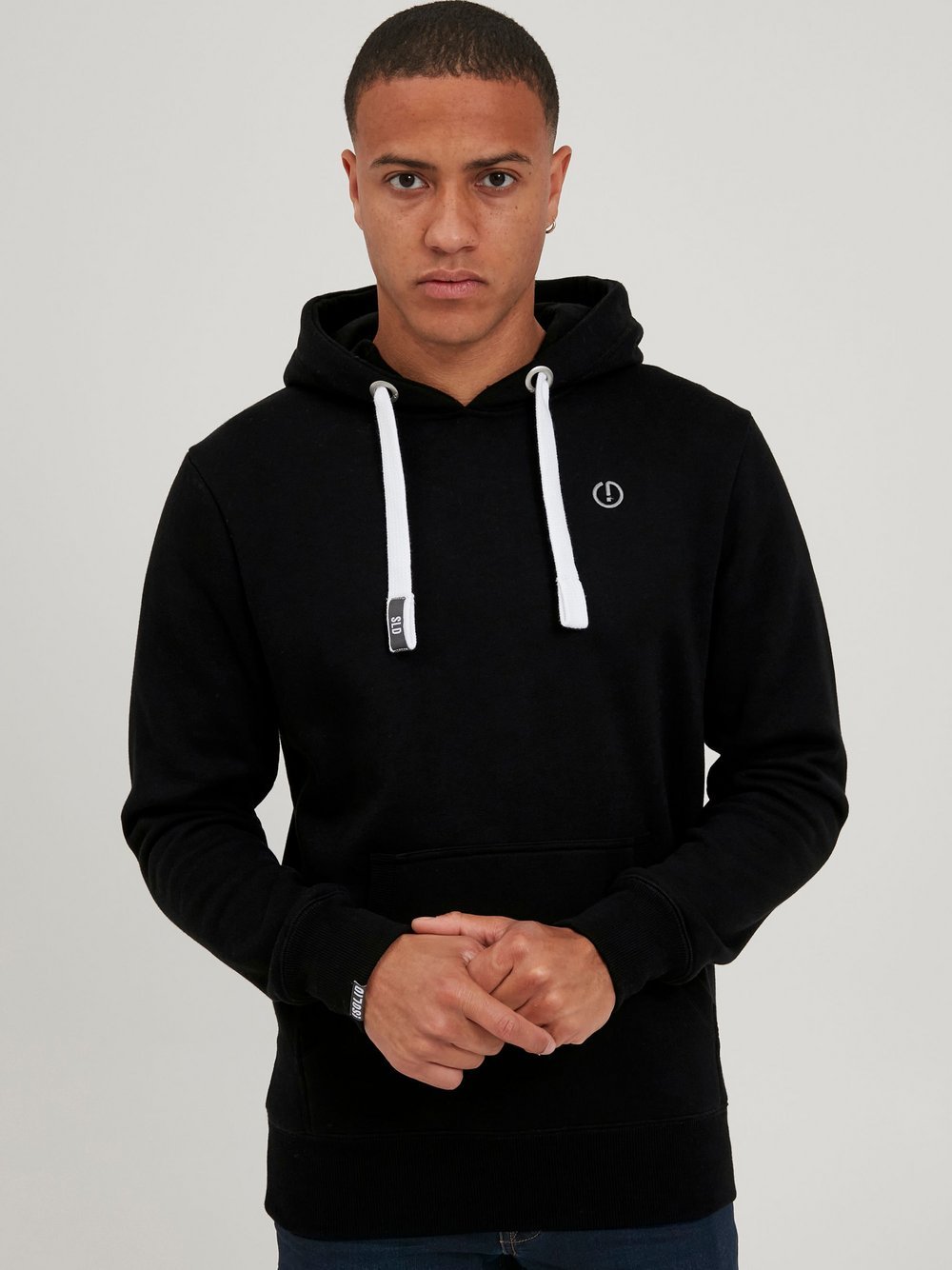 Solid Hoodie Herren Baumwolle schwarz, S