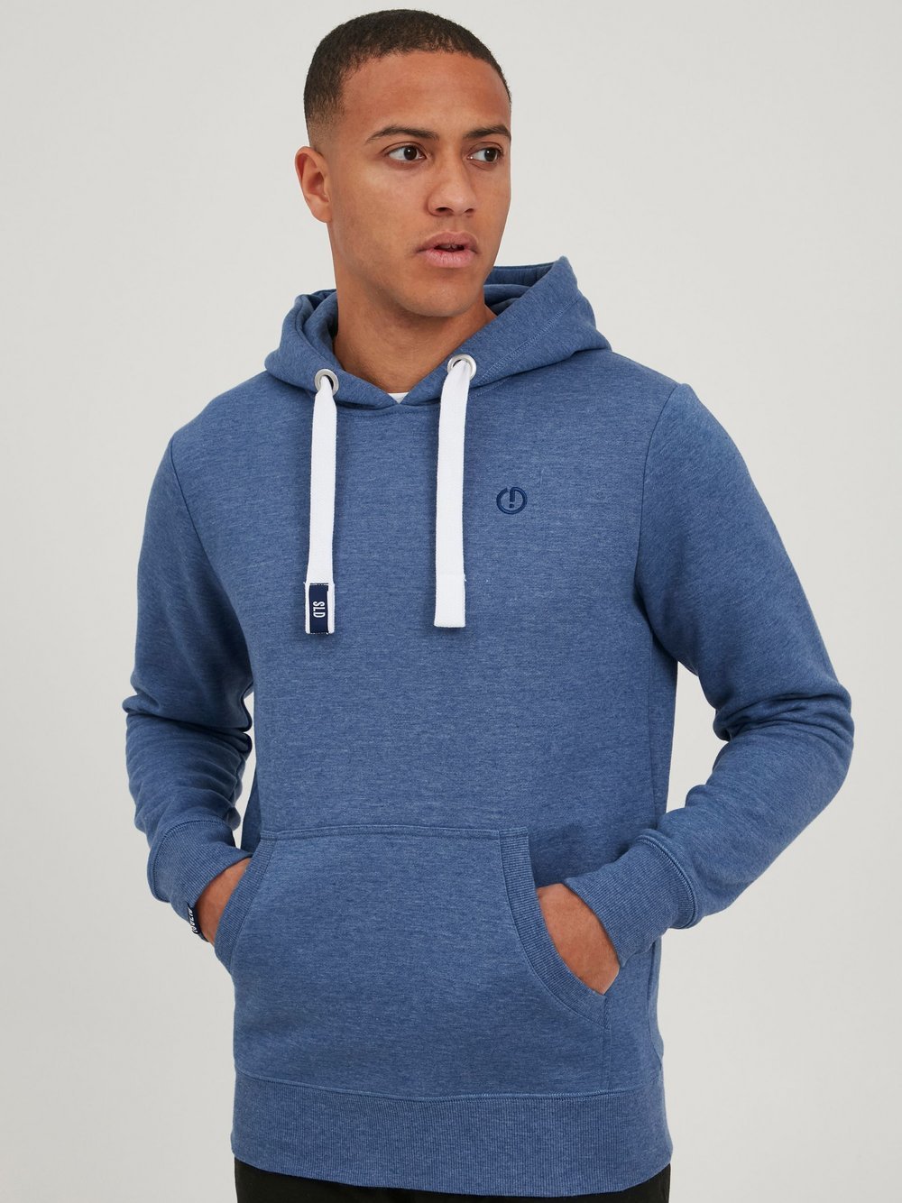 Solid Hoodie Herren Baumwolle blau, XL