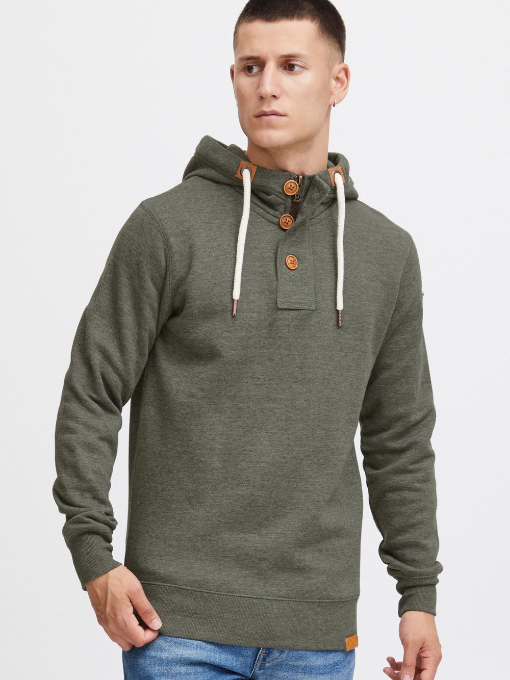 Solid Hoodie Herren Baumwolle grün, XL