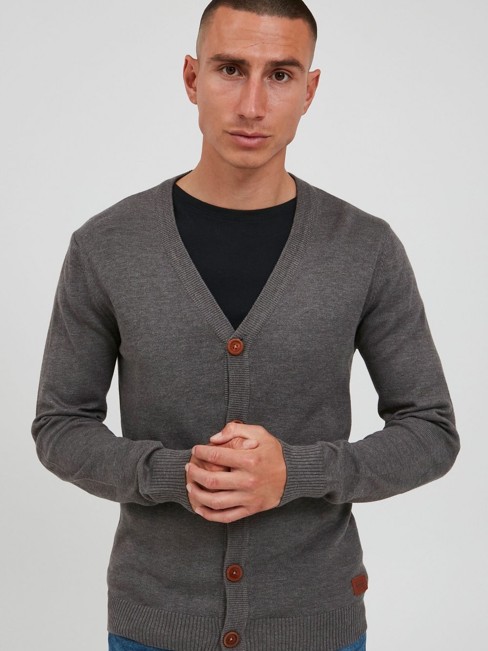 BLEND Cardigan Herren Baumwolle grau, L