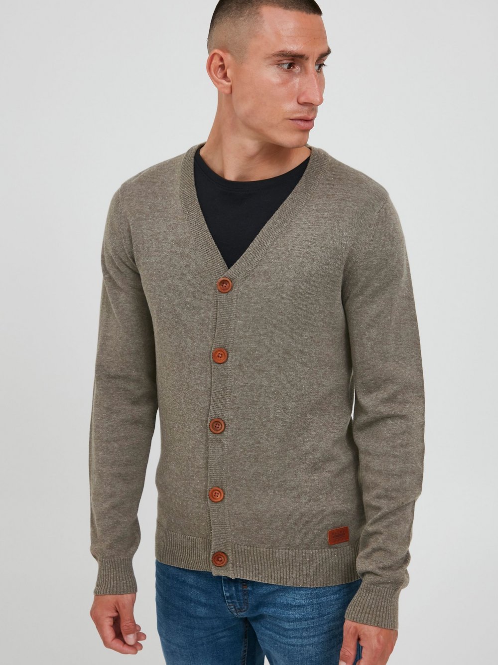 BLEND Cardigan Herren Baumwolle grau, L