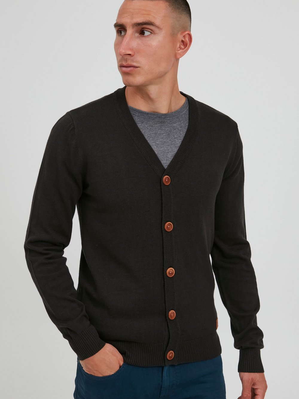 BLEND Cardigan Herren Baumwolle schwarz, L