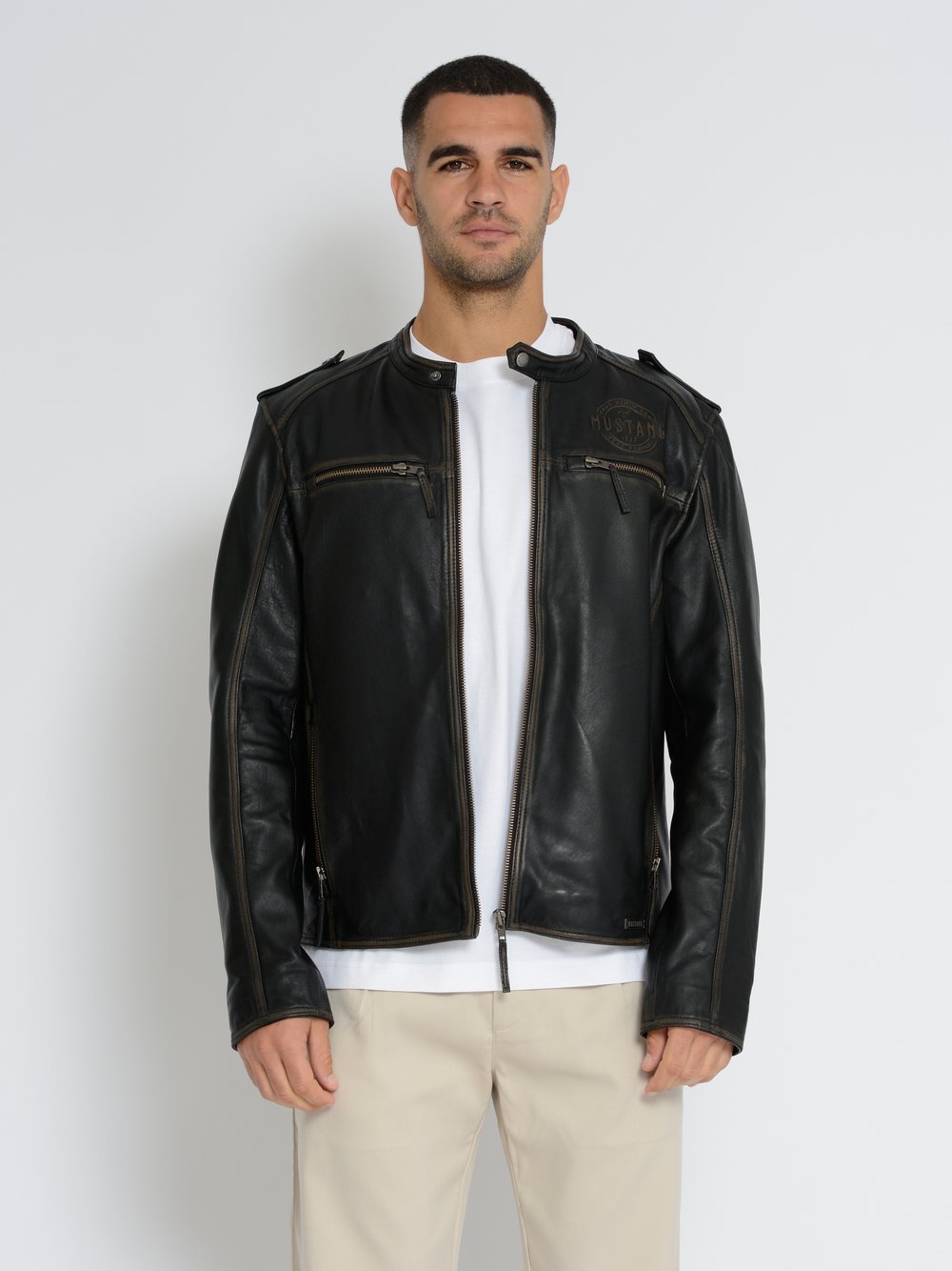 Thumbnail - Mustang Lederjacke Herren schwarz, XL