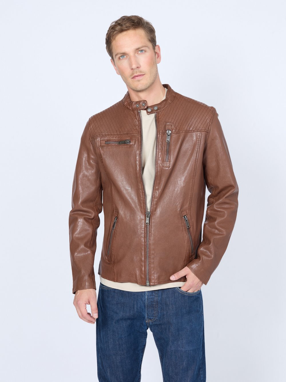 Mustang Lederjacke Herren braun, XXXL