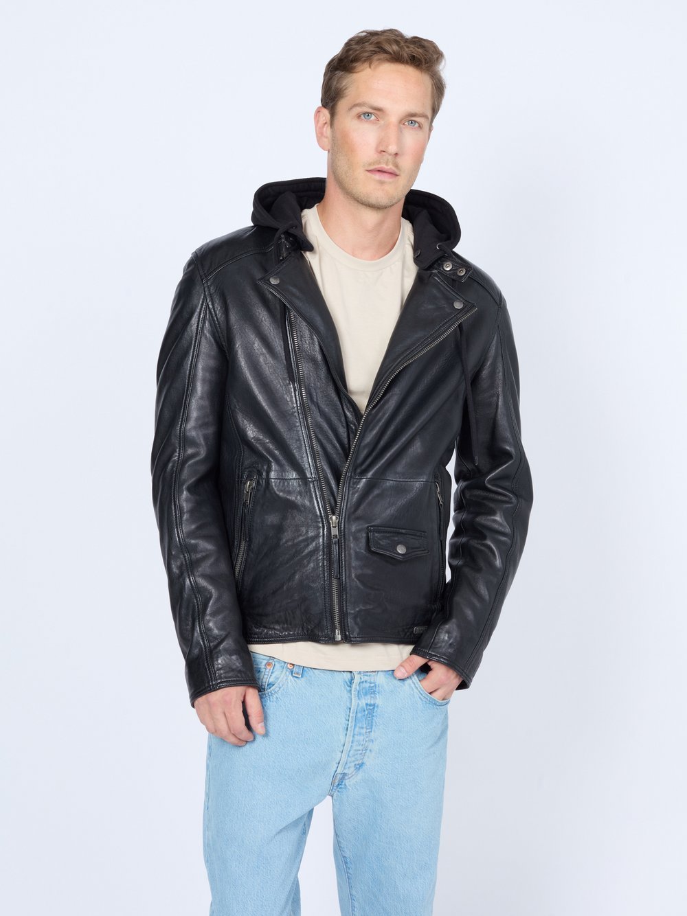 Mustang Lederjacke Herren schwarz, S