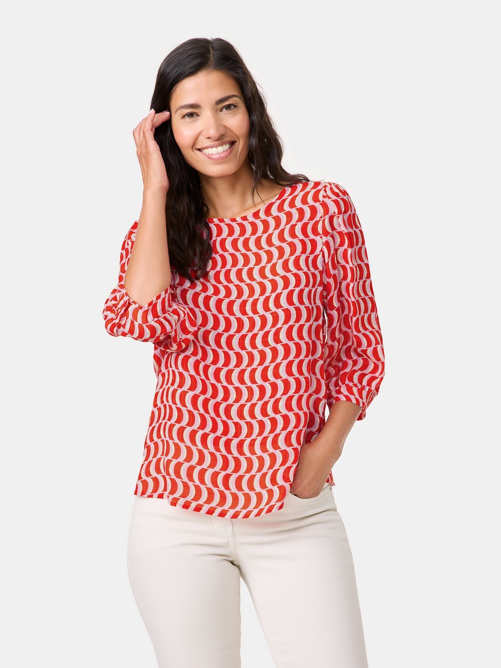 Gerry Weber 3/4 Arm Bluse Damen Viskose rot gemustert, 46