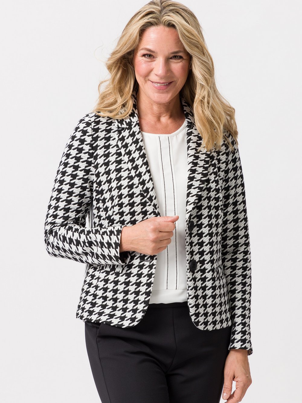 Frank Walder Reversblazer Damen weiß gemustert, 36