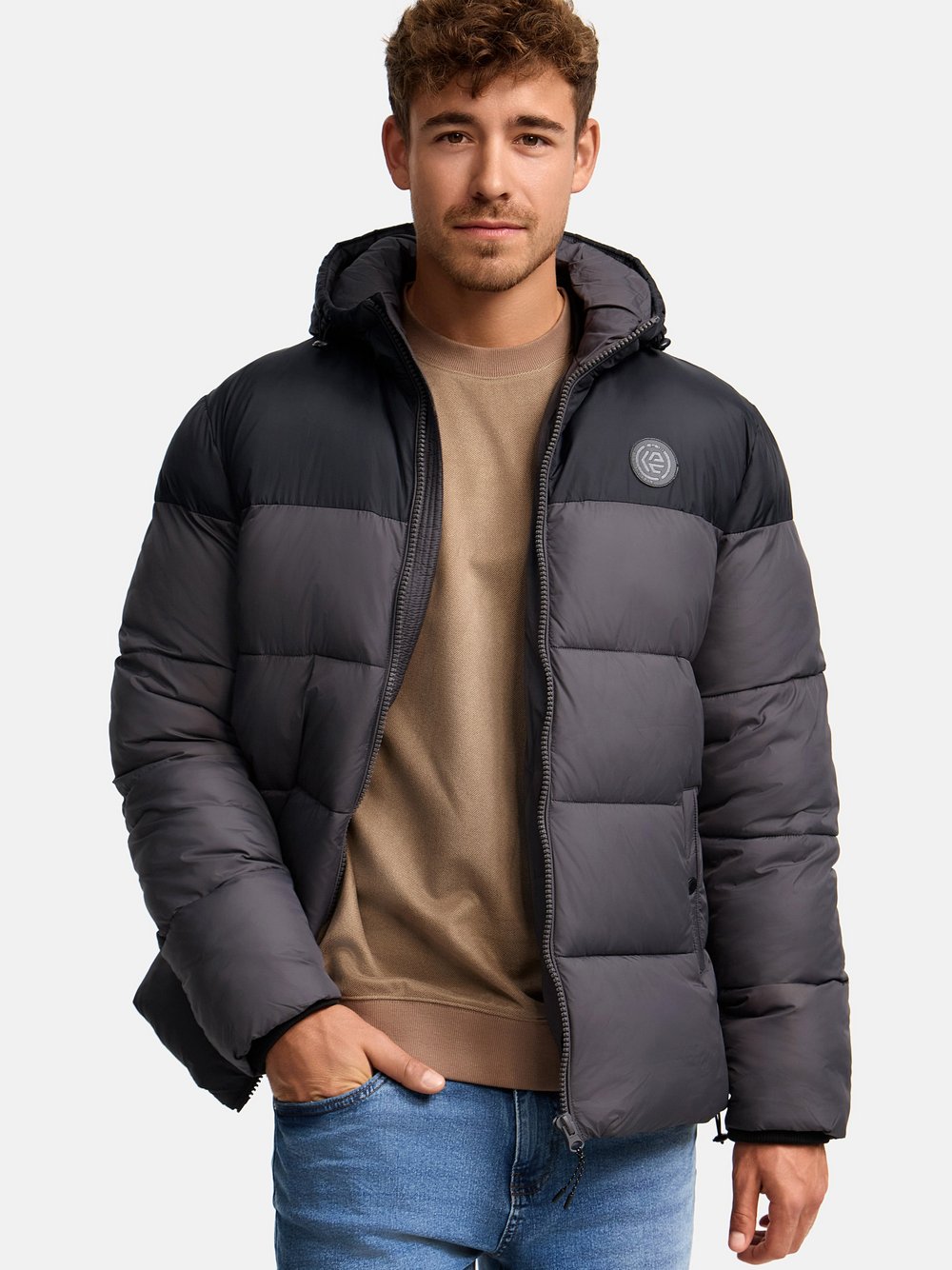 Indicode Winterjacke Herren Polyamid grau, L