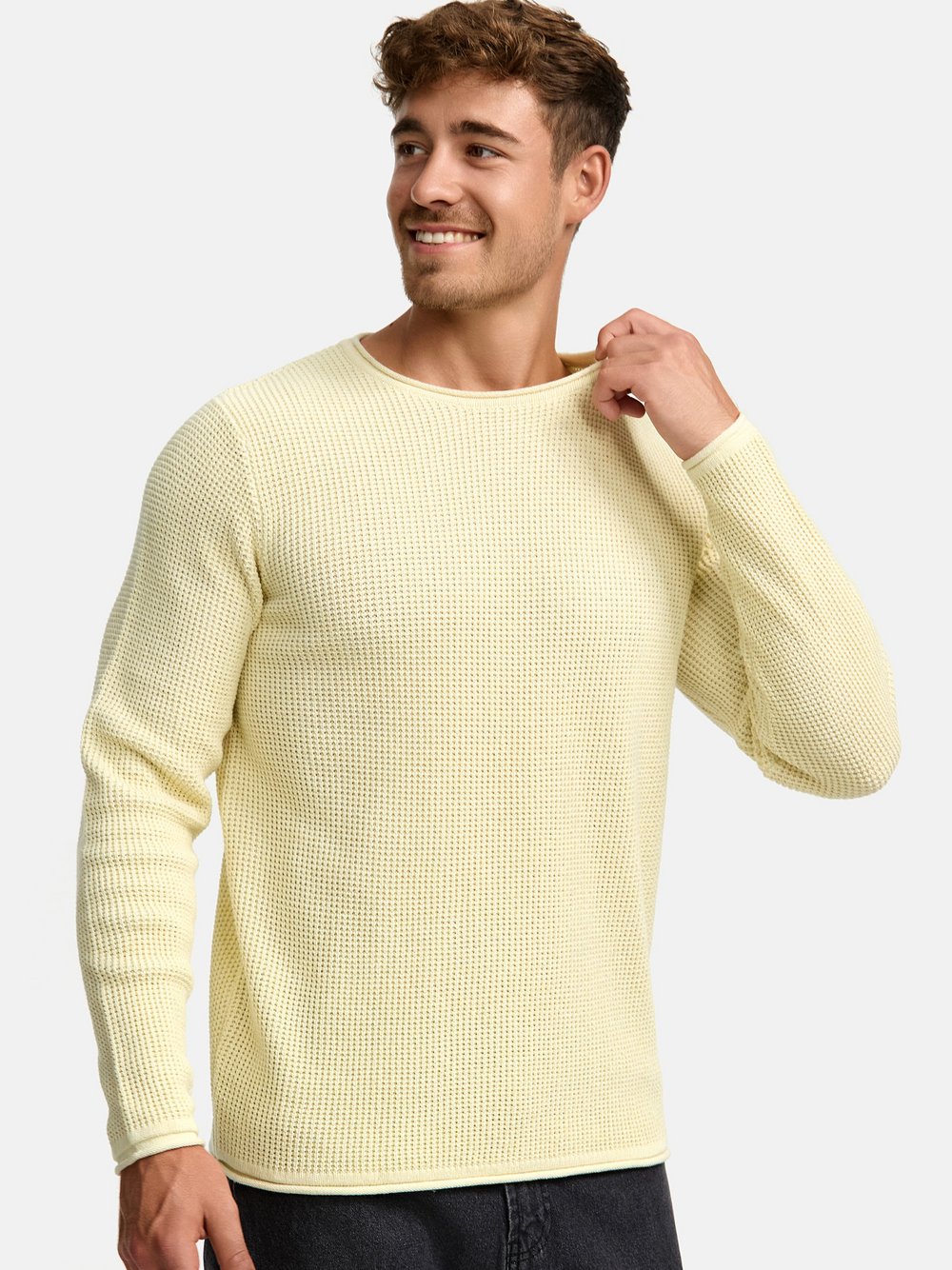 Indicode Strickpullover Herren Baumwolle weiß, L