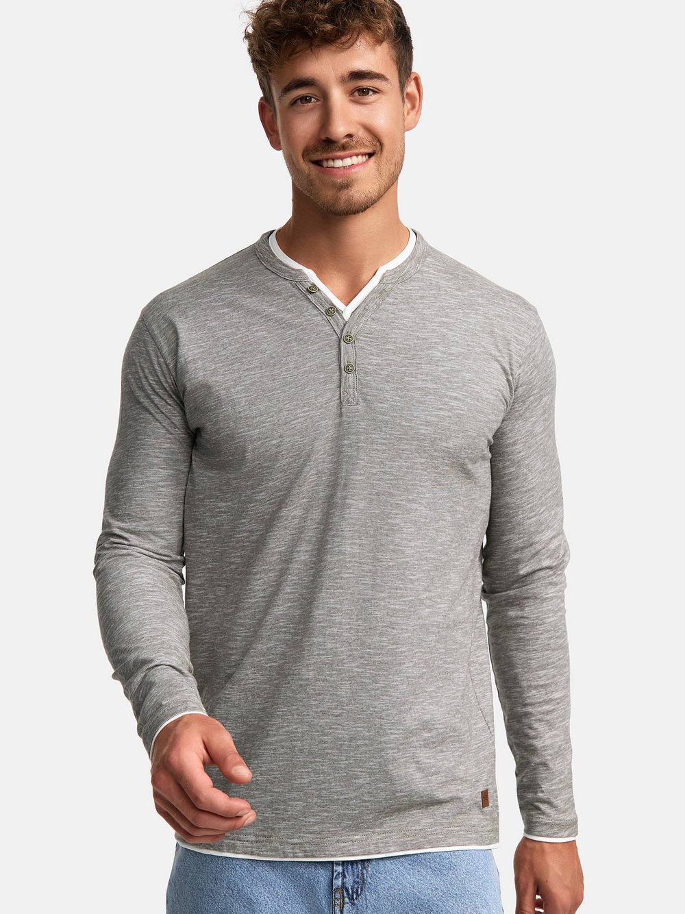 Indicode Langarmshirt Herren Baumwolle grün, S