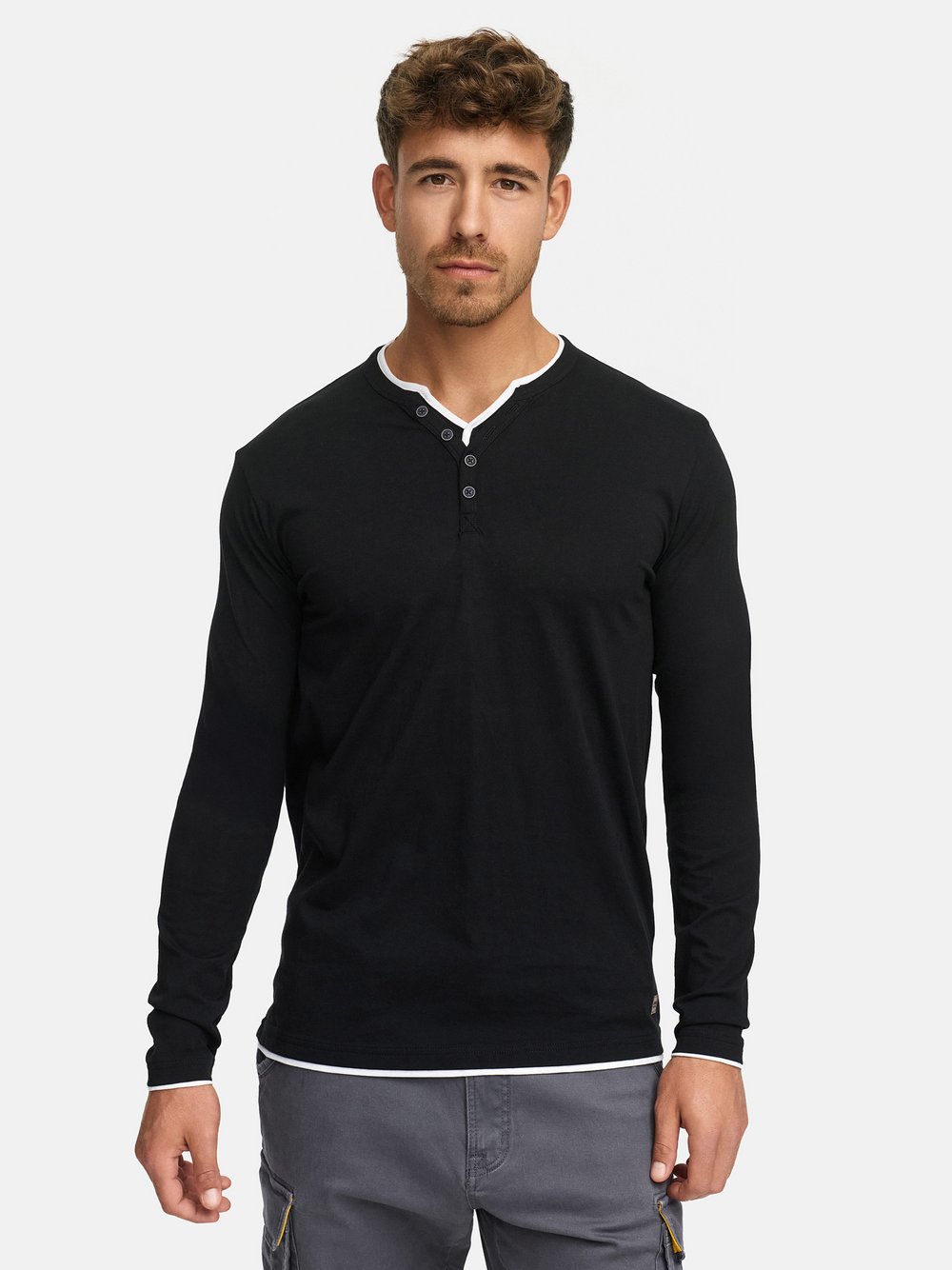 Indicode Langarmshirt Herren Baumwolle schwarz, XL