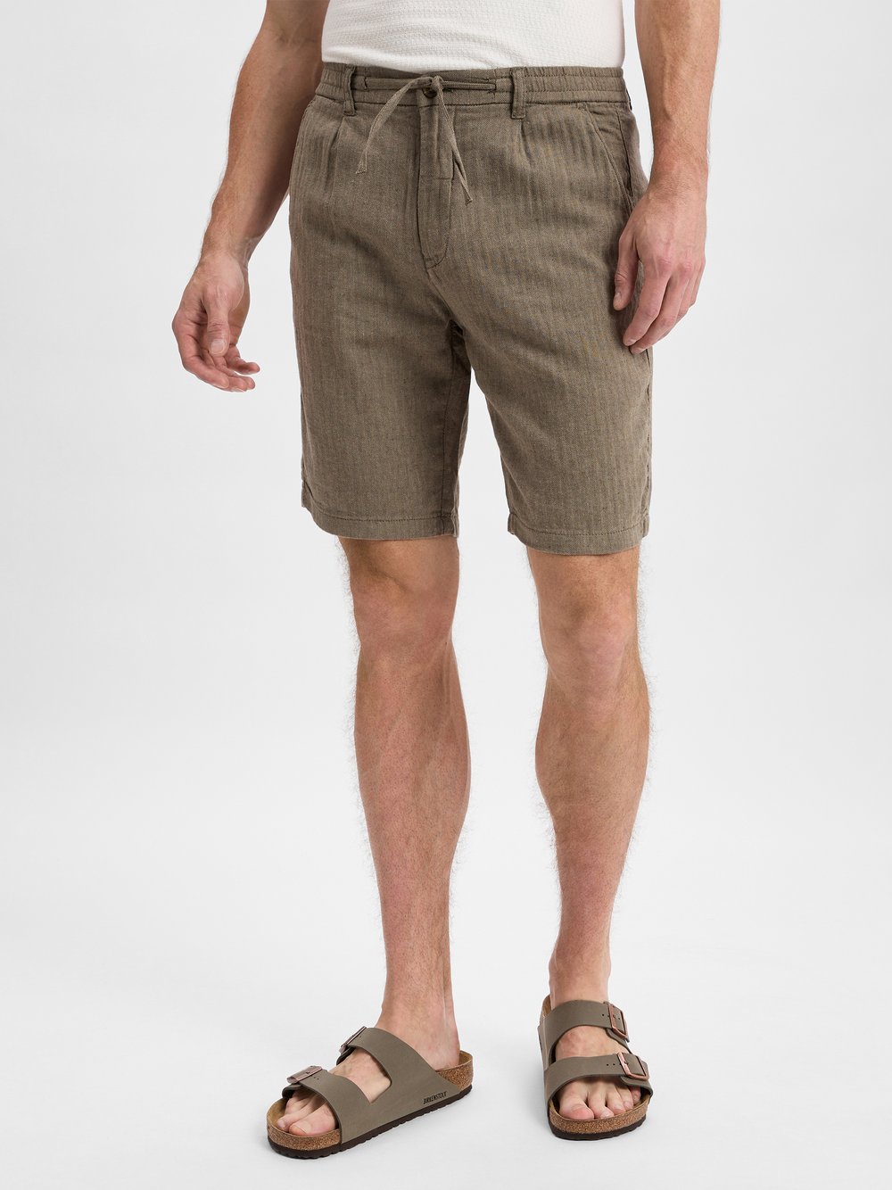 Thumbnail - Lindbergh Leinenshorts Herren Baumwolle braun, S