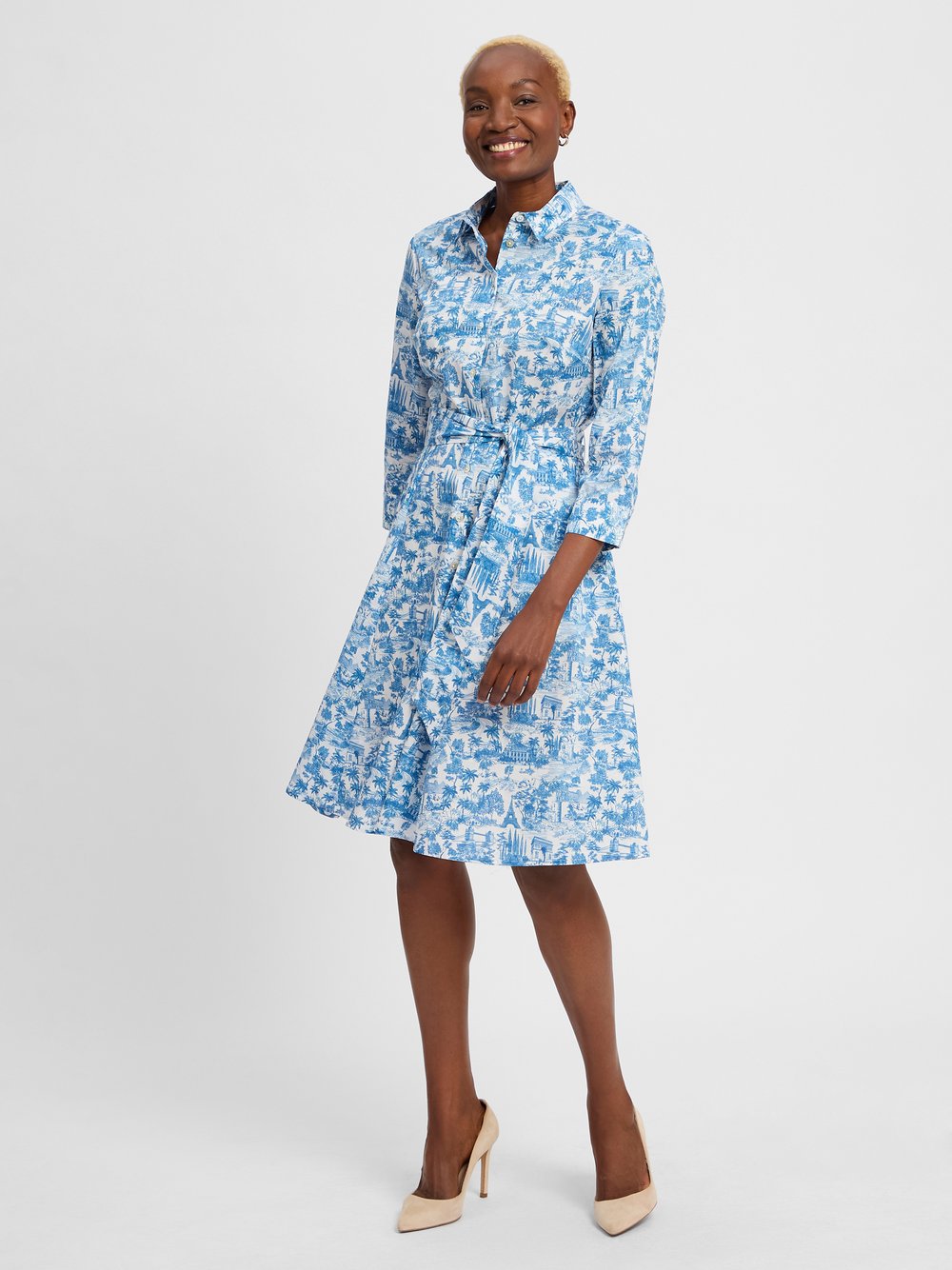 Marie Lund Blusenkleid Damen Baumwolle mehrfarbig gemustert, 34