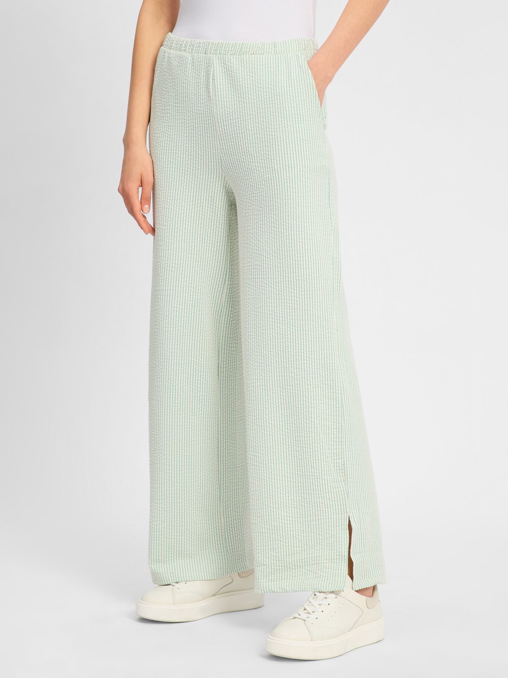 Vila Stoffhose Damen grün gestreift, XS
