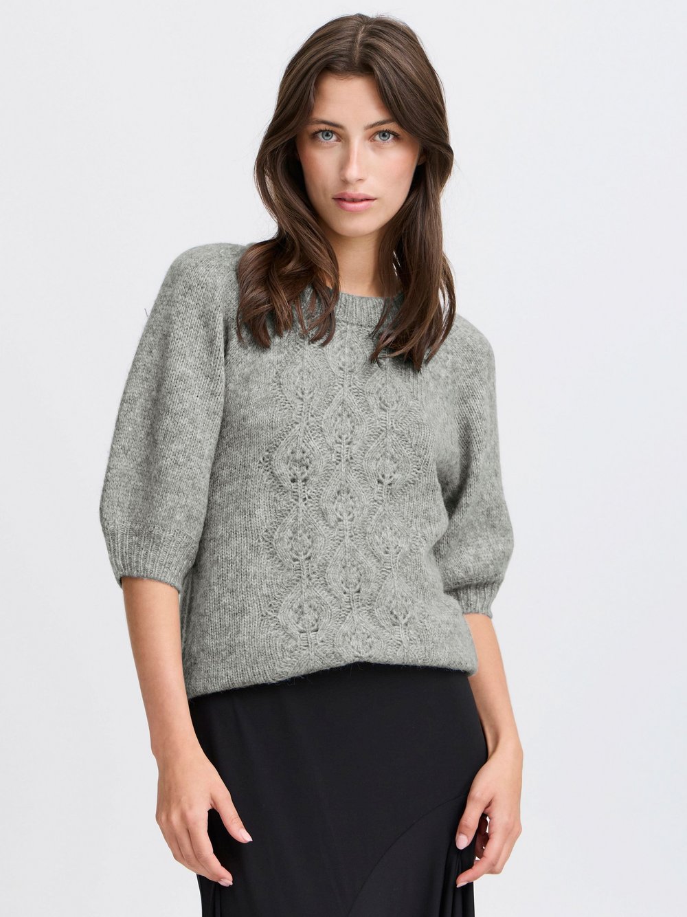 B.Young Strickpullover Damen grau gemustert, XS