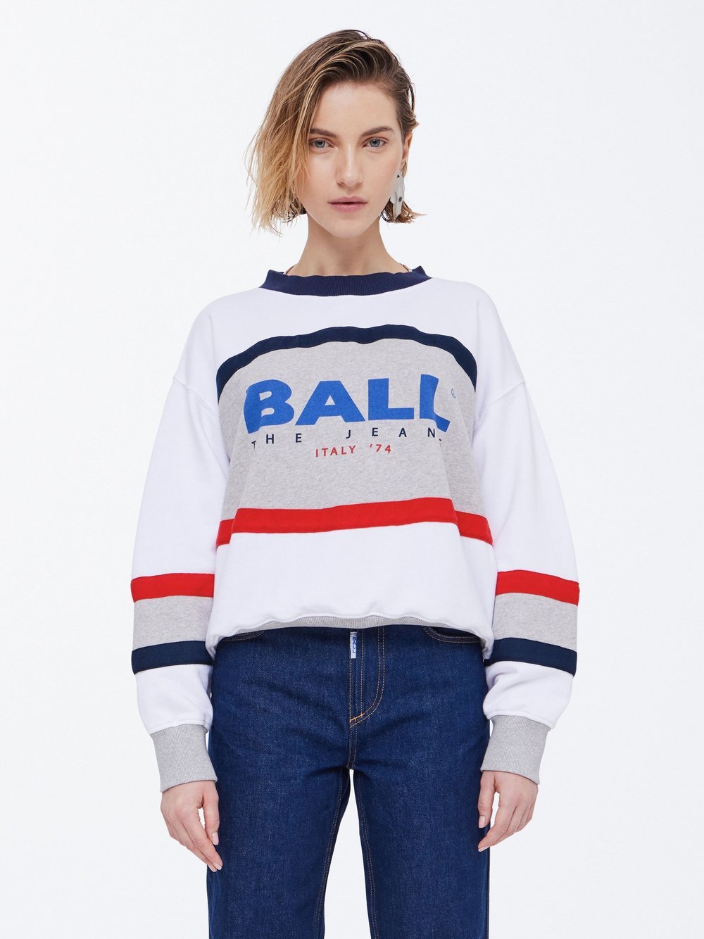 Ball Sweatshirt Damen Baumwolle grau gemustert, L