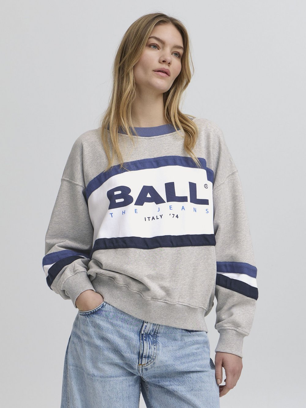 Ball Sweatshirt Damen Baumwolle grau gemustert, XXL